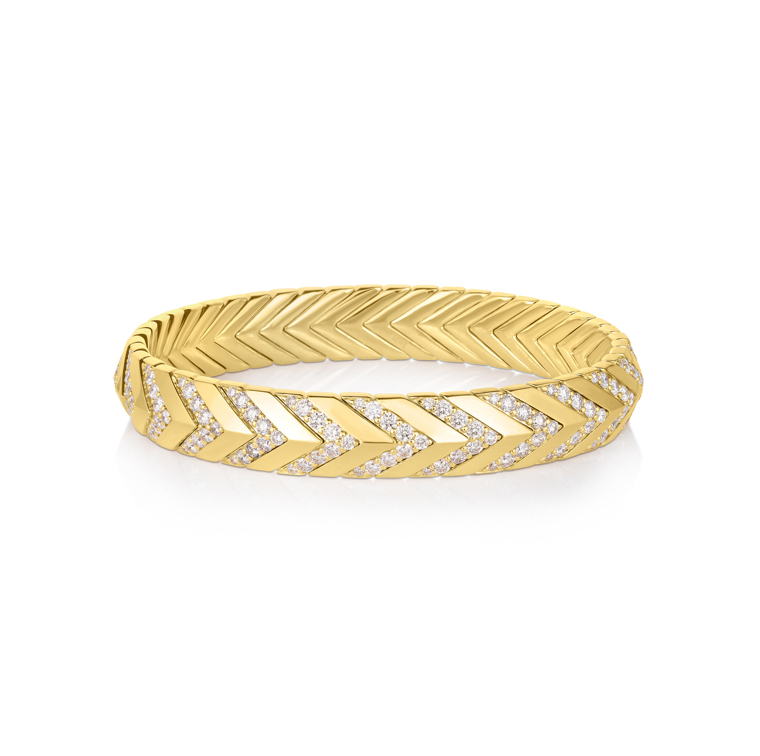 Sabel Collection Yellow Gold Diamond Chevron Stretch Bangle